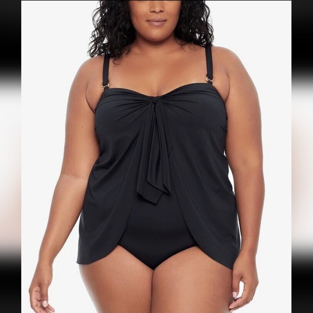 Lauren Ralph Lauren Plus Size Bandeau Tummy-Control One-Piece Swimsuit 16W